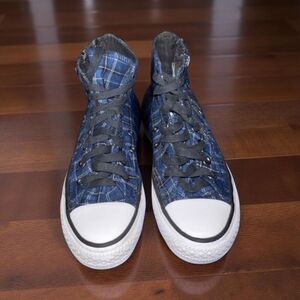 Converse Women's Chuck Taylor All Star Dual Zip Plaid Blue Black White Size 5